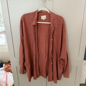 American Eagle Outfitters Terracotta Oversized Button Down Shirt